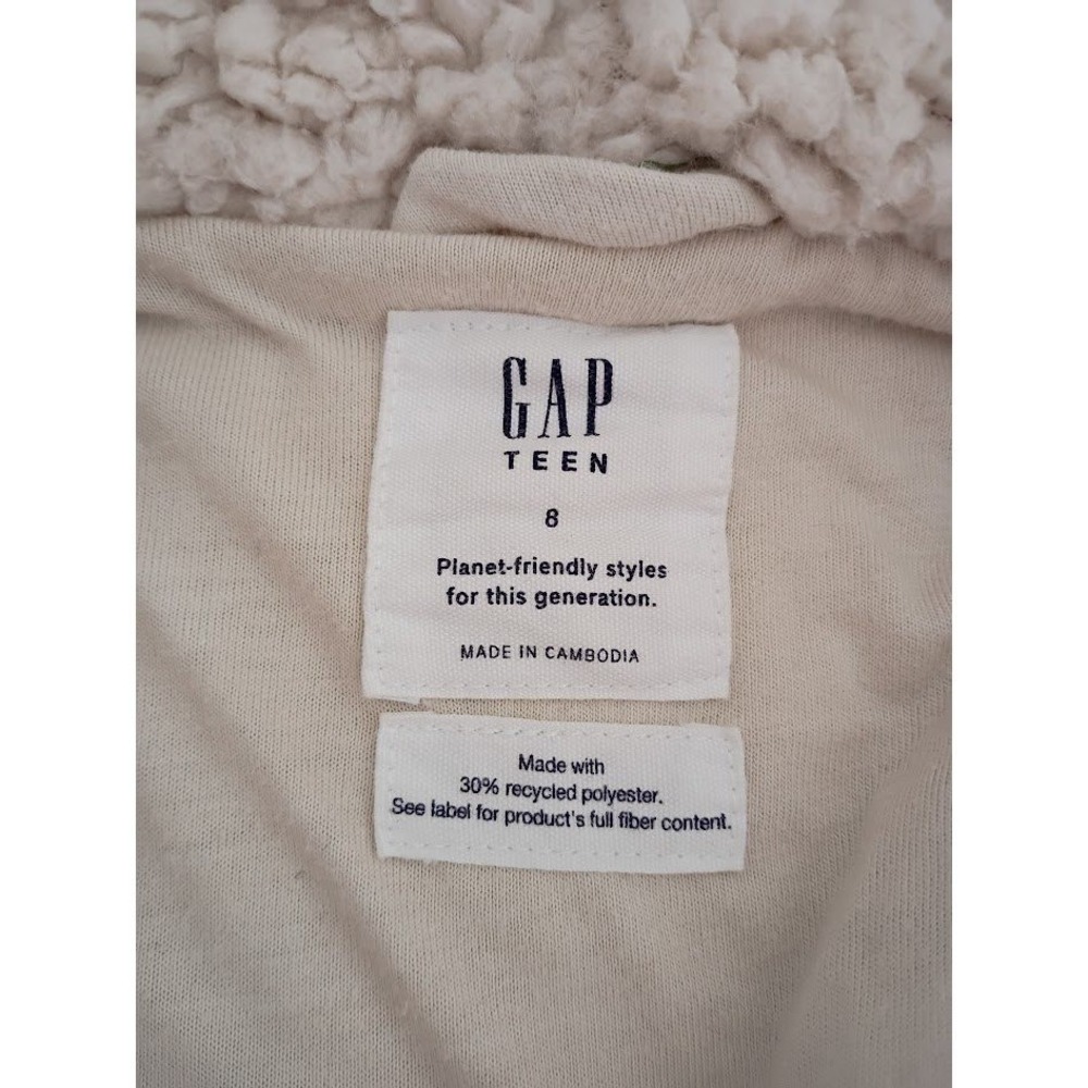GAP Cream Soft Sherpa Fleece Zip Up Hoodie Cozy Loungewear Jacket Warm Small - Picture 3 of 8